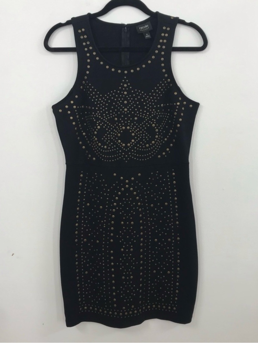 Nicole Miller | Black Studded Sleeveless Mini Dress